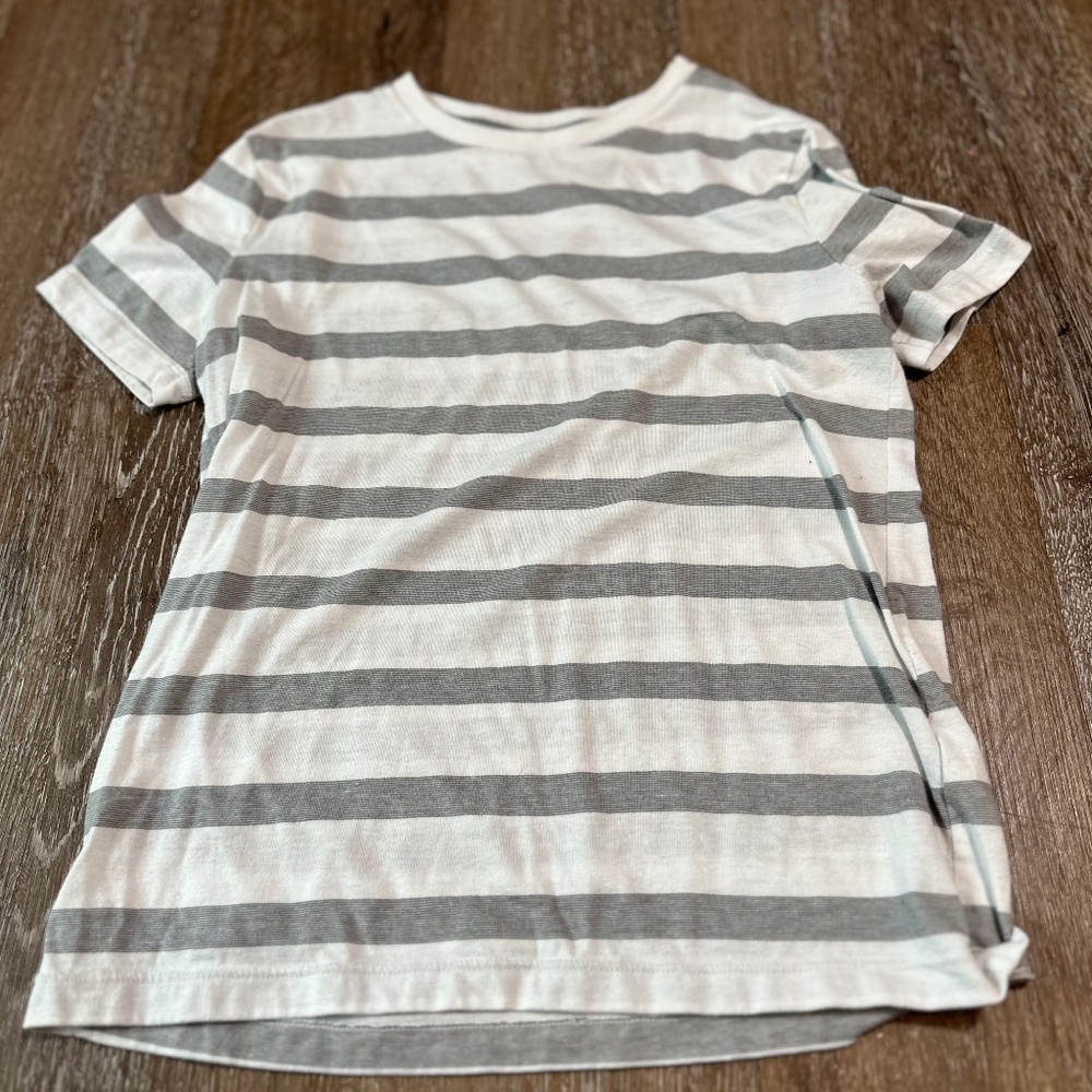 Boy's Gray & White Stripe T-Shirt